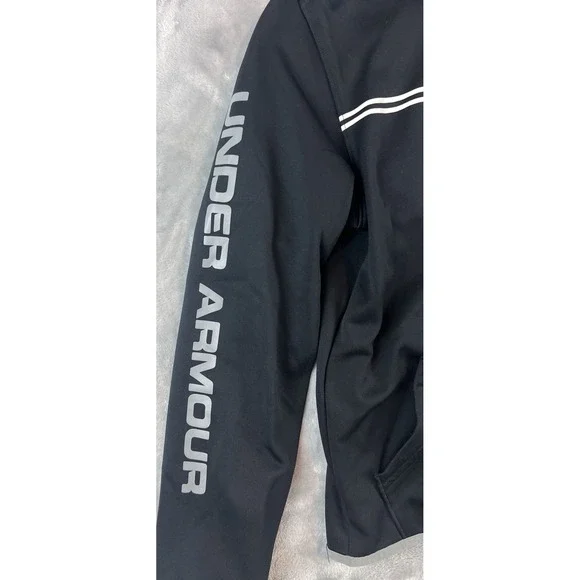 Under Armour Boys Black Hoodie Logo Hooded Pullover Top Pocket Youth Large. - Picture 3 of 8